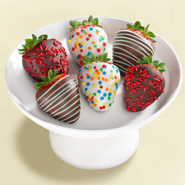 Image of 6pc Happy Birthday Dipped Strawberries